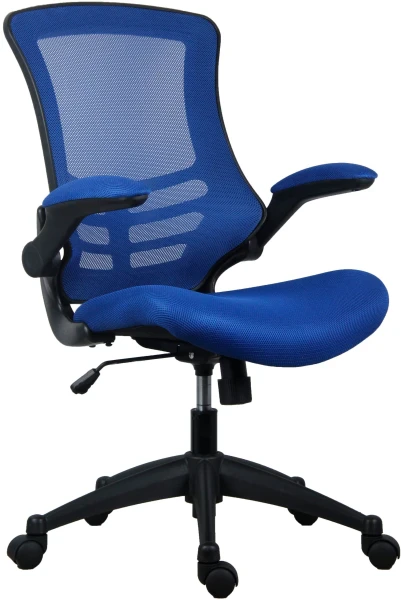 TC Marlos Mesh Back Chair with Folding Arms - Blue