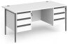 Dams Contract 25 Rectangular Desk with Straight Legs, 3 and 3 Drawer Fixed Pedestals - 1600 x 800mm - White