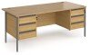 Dams Contract 25 Rectangular Desk with Straight Legs, 3 and 3 Drawer Fixed Pedestals - 1800 x 800mm - Oak