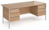 Dams Contract 25 Rectangular Desk with Straight Legs, 3 and 3 Drawer Fixed Pedestals - 1800 x 800mm - Beech