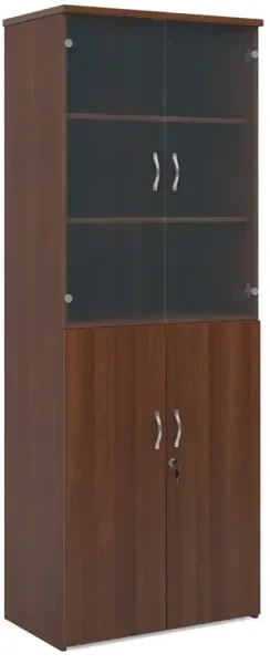 Gentoo Combination Unit with Glass Upper Doors and 2140 x 800 x 470mm - Walnut