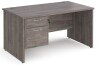 Dams Maestro 25 Rectangular Desk with Panel End Legs and 2 Drawer Fixed Pedestal - 1400 x 800mm - Grey Oak