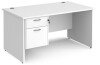 Dams Maestro 25 Rectangular Desk with Panel End Legs and 2 Drawer Fixed Pedestal - 1400 x 800mm - White