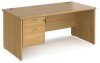 Dams Maestro 25 Rectangular Desk with Panel End Legs and 2 Drawer Fixed Pedestal - 1600 x 800mm - Oak