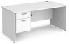 Dams Maestro 25 Rectangular Desk with Panel End Legs and 2 Drawer Fixed Pedestal - 1600 x 800mm - White