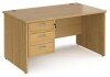 Dams Maestro 25 Rectangular Desk with Panel End Legs and 3 Drawer Fixed Pedestal - 1400 x 800mm - Oak