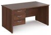 Dams Maestro 25 Rectangular Desk with Panel End Legs and 3 Drawer Fixed Pedestal - 1400 x 800mm - Walnut