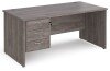 Dams Maestro 25 Rectangular Desk with Panel End Legs and 3 Drawer Fixed Pedestal - 1600 x 800mm - Grey Oak