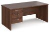 Dams Maestro 25 Rectangular Desk with Panel End Legs and 3 Drawer Fixed Pedestal - 1600 x 800mm - Walnut