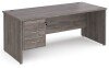 Dams Maestro 25 Rectangular Desk with Panel End Legs and 3 Drawer Fixed Pedestal - 1800 x 800mm - Grey Oak