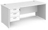 Dams Maestro 25 Rectangular Desk with Panel End Legs and 3 Drawer Fixed Pedestal - 1800 x 800mm - White
