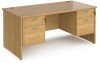 Dams Maestro 25 Rectangular Desk with Panel End Legs, 2 and 2 Drawer Fixed Pedestal - 1600 x 800mm - Oak