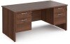 Dams Maestro 25 Rectangular Desk with Panel End Legs, 2 and 2 Drawer Fixed Pedestal - 1600 x 800mm - Walnut