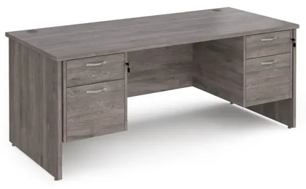 Dams Maestro 25 Rectangular Desk with Panel End Legs, 2 and 2 Drawer Fixed Pedestal - 1800 x 800mm - Grey Oak