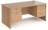 Dams Maestro 25 Rectangular Desk with Panel End Legs, 2 and 3 Drawer Fixed Pedestal - 1600 x 800mm - Beech