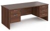 Dams Maestro 25 Rectangular Desk with Panel End Legs, 2 and 3 Drawer Fixed Pedestal - 1800 x 800mm - Walnut