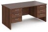 Dams Maestro 25 Rectangular Desk with Panel End Legs, 3 and 3 Drawer Fixed Pedestal - 1600 x 800mm - Walnut