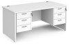 Dams Maestro 25 Rectangular Desk with Panel End Legs, 3 and 3 Drawer Fixed Pedestal - 1600 x 800mm - White