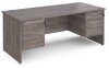 Dams Maestro 25 Rectangular Desk with Panel End Legs, 3 and 3 Drawer Fixed Pedestal - 1800 x 800mm - Grey Oak