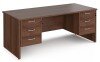 Dams Maestro 25 Rectangular Desk with Panel End Legs, 3 and 3 Drawer Fixed Pedestal - 1800 x 800mm - Walnut