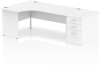 Dynamic Impulse Corner Desk with Panel End Leg and 800mm Fixed Pedestal - 1800 x 1200mm - White