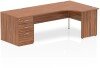 Dynamic Impulse Corner Desk with Panel End Leg and 800mm Fixed Pedestal - 1800 x 1200mm - Walnut