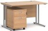 Dams Maestro 25 Rectangular Desk with Twin Canitlever Legs and 2 Drawer Mobile Pedestal - 1200 x 800mm - Beech