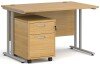 Dams Maestro 25 Rectangular Desk with Twin Canitlever Legs and 2 Drawer Mobile Pedestal - 1200 x 800mm - Oak