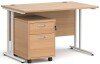 Dams Maestro 25 Rectangular Desk with Twin Canitlever Legs and 2 Drawer Mobile Pedestal - 1200 x 800mm - Beech