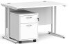 Dams Maestro 25 Rectangular Desk with Twin Canitlever Legs and 2 Drawer Mobile Pedestal - 1200 x 800mm - White