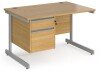 Dams Contract 25 Rectangular Desk with Single Cantilever Legs and 2 Drawer Fixed Pedestal - 1200 x 800mm - Oak