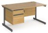 Dams Contract 25 Rectangular Desk with Single Cantilever Legs and 2 Drawer Fixed Pedestal - 1400 x 800mm - Oak