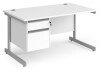 Dams Contract 25 Rectangular Desk with Single Cantilever Legs and 2 Drawer Fixed Pedestal - 1400 x 800mm - White
