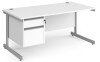 Dams Contract 25 Rectangular Desk with Single Cantilever Legs and 2 Drawer Fixed Pedestal - 1600 x 800mm - White
