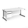 Dams Contract 25 Rectangular Desk with Single Cantilever Legs and 2 Drawer Fixed Pedestal - 1800 x 800mm - White