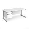 Dams Contract 25 Rectangular Desk with Single Cantilever Legs and 2 Drawer Fixed Pedestal - 1800 x 800mm - White