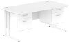 Dynamic Impulse Office Desk with 2 Drawer Fixed Pedestals - 1600 x 800mm - White