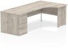 Dynamic Impulse Corner Desk with Panel End Leg and 800mm Fixed Pedestal - 1800 x 1200mm - Grey oak