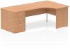 Dynamic Impulse Corner Desk with Panel End Leg and 800mm Fixed Pedestal - 1600 x 1200mm - Oak