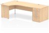Dynamic Impulse Corner Desk with Panel End Leg and 800mm Fixed Pedestal - 1800 x 1200mm - Maple