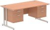 Dynamic Impulse Office Desk with 2 Drawer Fixed Pedestals - 1600 x 800mm - Beech