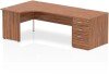 Dynamic Impulse Corner Desk with Panel End Leg and 800mm Fixed Pedestal - 1800 x 1200mm - Walnut