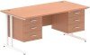 Dynamic Impulse Office Desk with 3 Drawer Fixed Pedestals - 1600 x 800mm - Beech