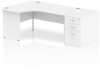 Dynamic Impulse Corner Desk with Panel End Leg and 800mm Fixed Pedestal - 1600 x 1200mm - White