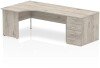 Dynamic Impulse Corner Desk with Panel End Leg and 800mm Fixed Pedestal - 1800 x 1200mm - Grey oak