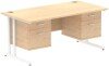 Dynamic Impulse Office Desk with 2 Drawer Fixed Pedestals - 1600 x 800mm - Maple