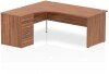 Dynamic Impulse Corner Desk with Panel End Leg and 600mm Fixed Pedestal - 1800 x 1200mm - Walnut