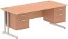 Dynamic Impulse Office Desk with 2 Drawer Fixed Pedestals - 1800 x 800mm - Beech