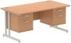 Dynamic Impulse Office Desk with 2 Drawer Fixed Pedestals - 1600 x 800mm - Oak