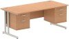 Dynamic Impulse Office Desk with 2 Drawer Fixed Pedestals - 1800 x 800mm - Oak